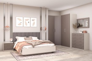 Модульная спальня Кэт 6 (Диал) Шитаке/бодега белая